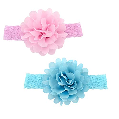 GUIFIER 12 piezas Diademas para bebés Bandas para la cabeza Diademas de encaje elástico de chifón bebé niñas diademas flores cintas para el cabello para Recién nacido niña Accesorios para el cabello