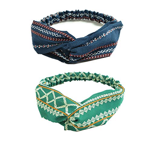 GUIFIER Paquete de 10 Diadema Elástica Mujer Cintas para la Cabeza Cruzadas Diademas Mujer Boho Twist Nudo pelo Bandas Turbante Elástico Yoga Cabeza Envuelve Deportes para mujer y niña