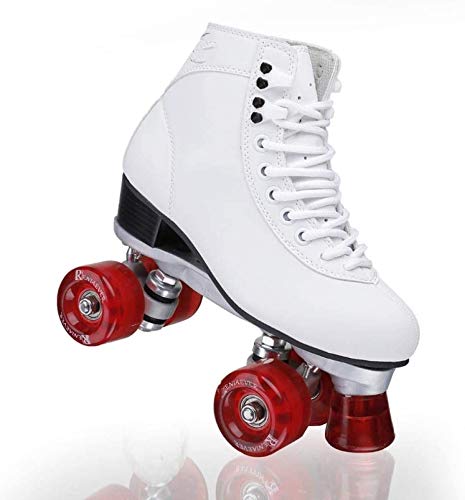 GUIYTQ5R Patines para niños Patines de Rodillos, Mujeres y Hombres, Patines con Rueda de Color de Vino Tinto, Patines de Doble Fila de Cuero Suave para jóvenes y Adultos