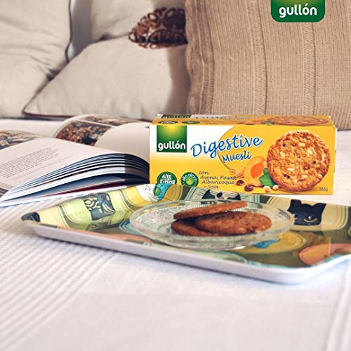 Gullón - Galletas Digestive fibra muesli avena y albaricoque, 5.500 g, Pack de 15