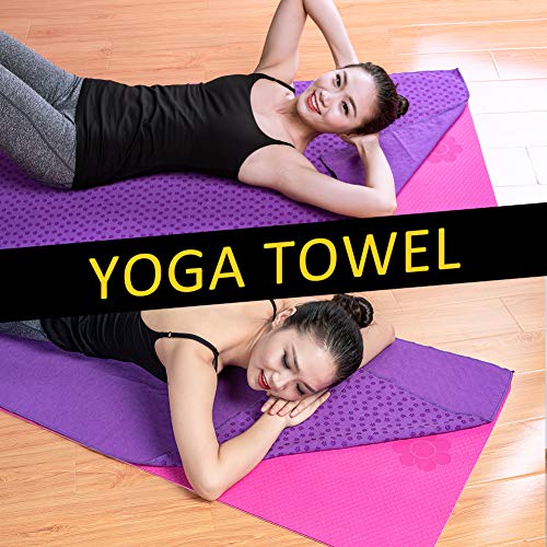 Gumif Sudor-Absorbente Antideslizante Toalla de Yoga (183cmx63cm), Secado rápido y fácil de Llevar,para el Yoga Caliente,Bikram y Pilates Rosa