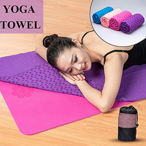 Gumif Sudor-Absorbente Antideslizante Toalla de Yoga (183cmx63cm), Secado rápido y fácil de Llevar,para el Yoga Caliente,Bikram y Pilates Rosa