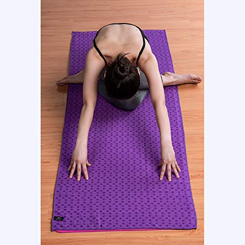 Gumif Sudor-Absorbente Antideslizante Toalla de Yoga (183cmx63cm), Secado rápido y fácil de Llevar,para el Yoga Caliente,Bikram y Pilates Rosa