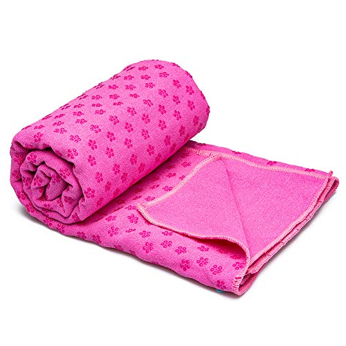 Gumif Sudor-Absorbente Antideslizante Toalla de Yoga (183cmx63cm), Secado rápido y fácil de Llevar,para el Yoga Caliente,Bikram y Pilates Rosa