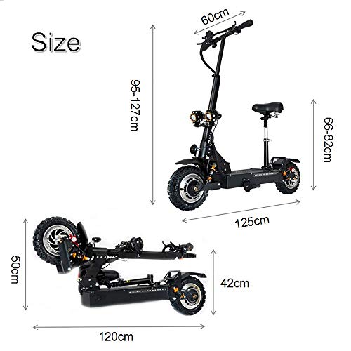 GUNAI Patinete Electrico Adulto Scooter Plegable Todoterreno de Doble Unidad 3200w con Batería de Litio de 60V 24AH