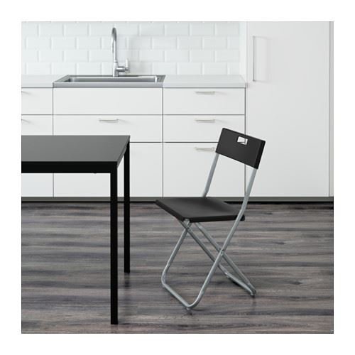 GUNDE - Silla plegable, color negro