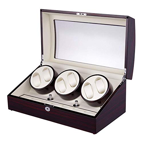 GUOCAO Reloj de madera de lujo con bobinador automático 6+7 Mira enrollador o 13 relojes Spinning Watch Box Display