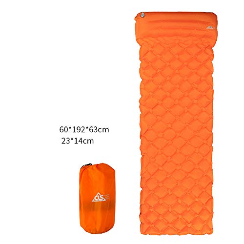 GUOCU Colchón Inflable, Esterilla de Acampada Hinchable Colchoneta de Aire Portátil Ultraligero para Viaje Camping Senderismo Playa Senderismo,Naranja