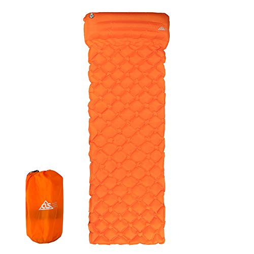 GUOCU Colchón Inflable, Esterilla de Acampada Hinchable Colchoneta de Aire Portátil Ultraligero para Viaje Camping Senderismo Playa Senderismo,Naranja