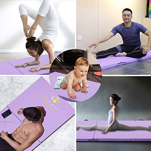 GUORRUI Colchoneta For Gimnasia Casa Antideslizante Manta De Yoga con Asas De Transporte Fácil De Cargar Tríptico Tumbling Traning Fitness Panel, 2 Tipos De Revestimiento