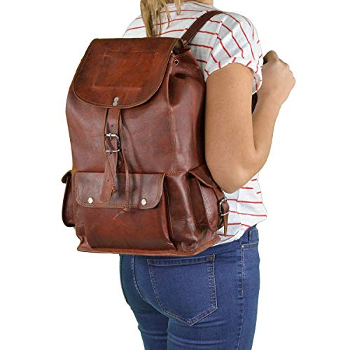 Gusti Leder nature "Bobbie 15" Mochila de Cuero Estilo Vintage Retro iPad Universidad Portátil Piel Auténtica Mujer Hombre Unisex M56b