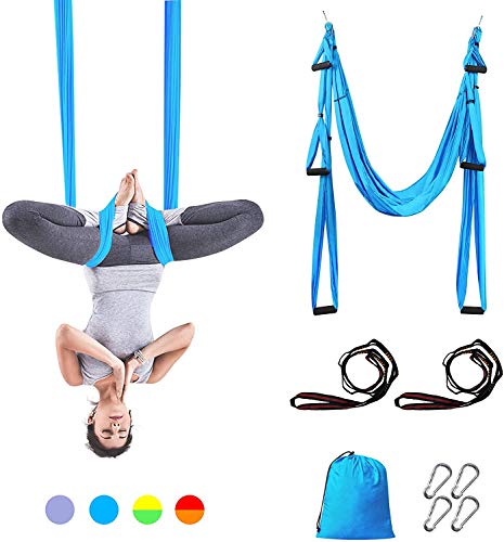 Gutsbox Columpio de Yoga Aéreo Hamaca de Yoga, Yoga Aéreo, Yoga Trapecio, Antigravedad Swing Sling Inversión, 210T Nailon 250x150cm para Interiores y Exteriores con Salud