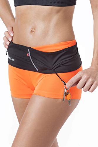 GW#Cool Riñonera Running Cinturón Belt de Correr, Senderismo, Trail Fitness Deportivo, Banda Elástica Unisex Adulto, Bolsillos de almacenamiento Porta Elephono Hidratación Portabotchas