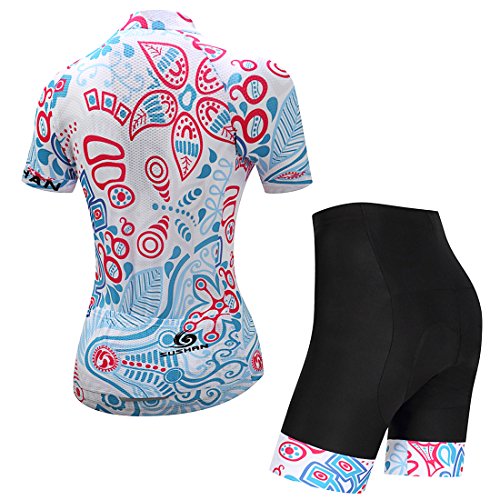 GWELL Maillot Ciclismo Mujer Cclismo Conjunto de Ropa + Culote Pantalones Acolchado 3D para Bicicleta Verano Deportes al Aire Libre