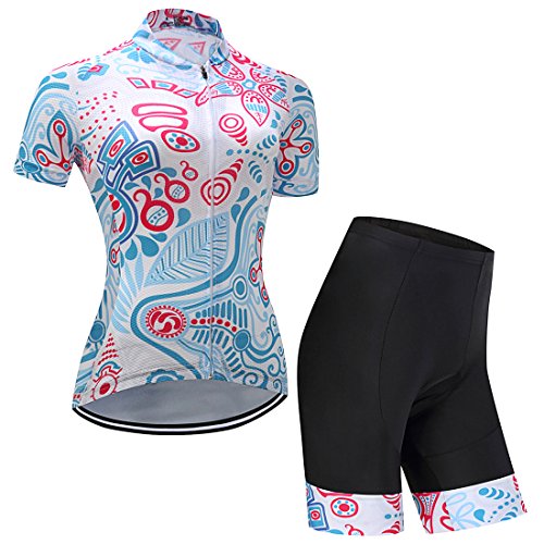 GWELL Maillot Ciclismo Mujer Cclismo Conjunto de Ropa + Culote Pantalones Acolchado 3D para Bicicleta Verano Deportes al Aire Libre