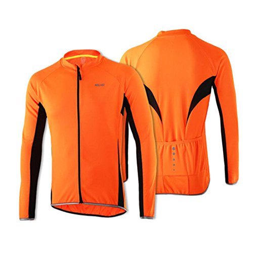 Gwell – Maillot de ciclismo para hombre transpirable, Camiseta de manga corta, color orange-langarm, tamaño EU S (Tag:M)