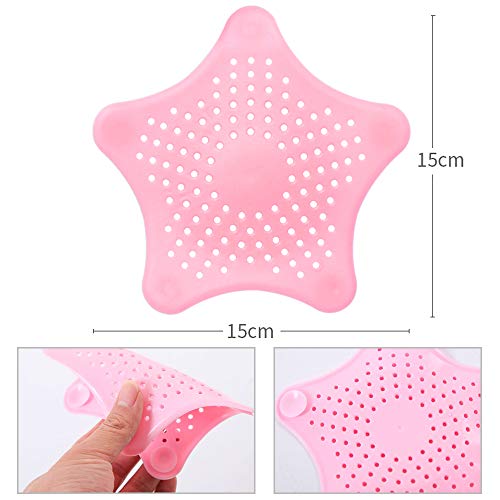Gwolf Colador de Fregadero de Silicona, 4 Piezas de Tapones de Drenaje, Filtro de Fregadero con Forma de Ducha de Silicona en Forma de colector de Cabello, tapón de Fregadero para Cocina con ventosas