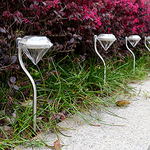 GY-LIGHTING CISTWIN Paquete de 4 Colores Que cambian LED Solar Powered Diamonds Garden Pathway Luces de estaca Linternas para Patio de Patio Patio Exterior CIS-57457-PACK4CC