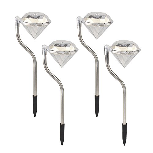 GY-LIGHTING CISTWIN Paquete de 4 Colores Que cambian LED Solar Powered Diamonds Garden Pathway Luces de estaca Linternas para Patio de Patio Patio Exterior CIS-57457-PACK4CC