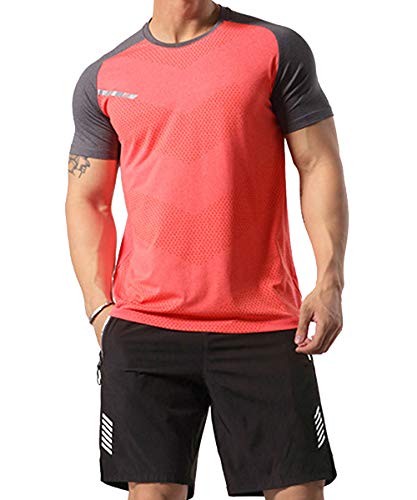 GYMAPE Camiseta deportiva para hombre, transpirable, cómoda, para correr, entrenamiento, secado rápido, para gimnasio