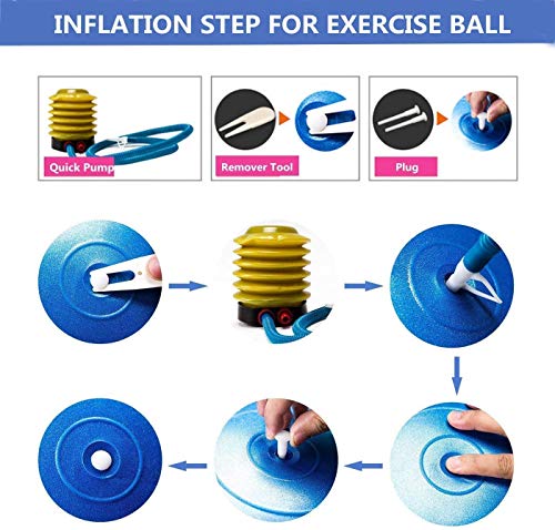 GYMBOPRO Fitness Pelota de Ejercicio - Bola Suiza con Bomba de Inflado,Bola de Yoga antirrebote y Antideslizante,Bola de Equilibrio para Gimnasio Pilates Gimnasio de Yoga (65 cm, Plata 2)