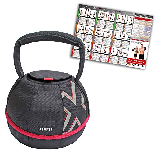 GYMBOX® Bolsa de Arena/Pesas Rusas/Kettlebell/Fitness Bag/Power Bag | Entrenamiento Muscular/Funcional/de Pesas Libres | Puede Estar llenado con Arena | Negro, 6 kg | vacío