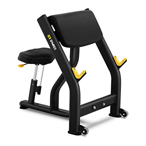 Gymrex Banco De Bíceps Scott para Entrenamiento con Pesas GR-CB 200 (Asiento: 42 x 26 cm, Peso de Usuario máx.: 135 kg, con Soporte para haltera)