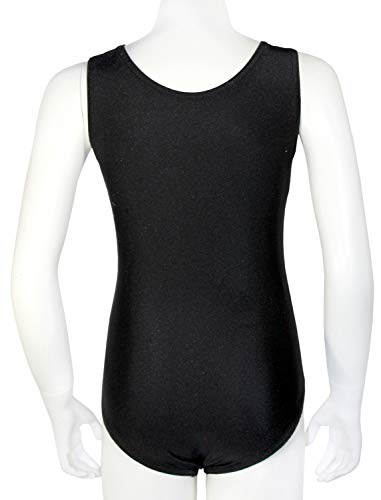 Gymstar ML111236 - Maillot de gimnasia de manga corta, con brillantes, licra, efecto purpurina, efecto brillo, para niña, niño, color negro/plateado, tamaño (7 Años)