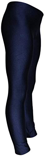 GymStern Leggings deportivos elásticos, de spandex, elásticos, brillantes, lycra, para niños, niñas, pantalones de cadera, cintura normal azul oscuro 146 cm