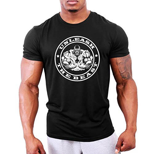 GYMTIER Camiseta Culturismo Hombre - Unleash The Beast - Top Entrenamiento Gimnasio GYMTIER Camiseta Culturismo Hombre - Unleash The Beast - Top Entrenamiento Gimnasio