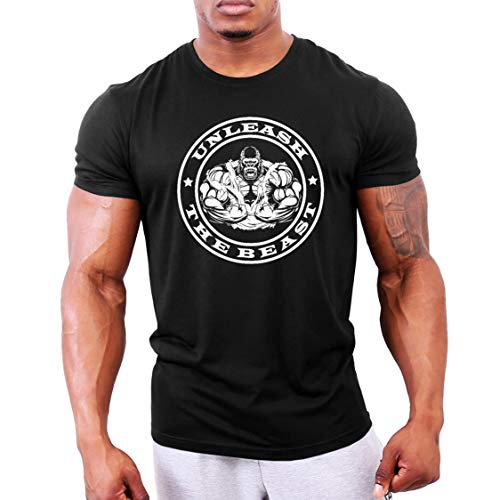 GYMTIER Camiseta Culturismo Hombre - Unleash The Beast - Top Entrenamiento Gimnasio