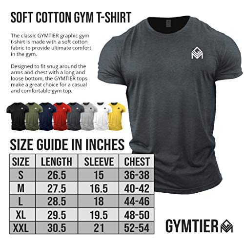 GYMTIER Camiseta Gimnasia | Entrenamiento Musculación Hombre Top Ropa Plain