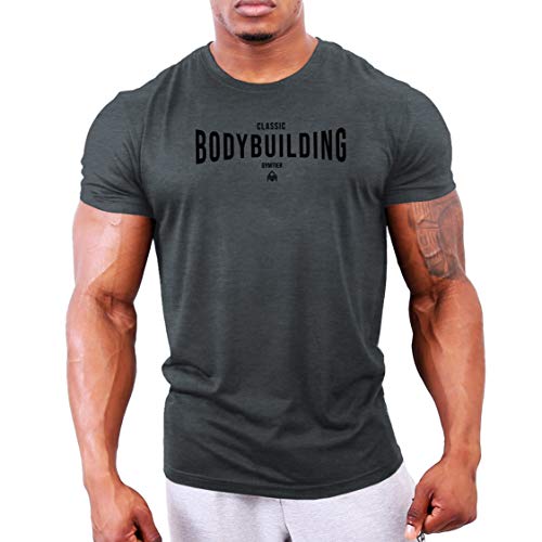 GYMTIER Classic Bodybuilding Camiseta Gimnasia Entrenamiento Musculación Hombre Top Ropa