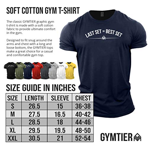 GYMTIER Último set = Mejor conjunto de gimnasio camiseta | Mens Bodybuilding Training Top ropa