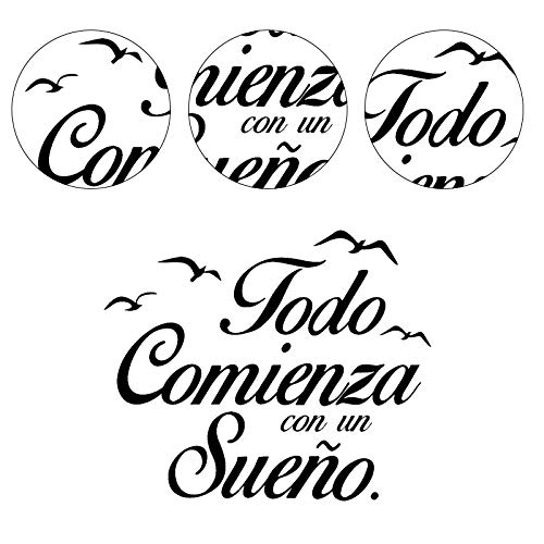 Gysad Pegatinas pared"Todo comienza con un sueño" Vinilos decorativos frases Reutilizable Pegatinas pared decorativas DIY Pegatinas pared frases Creativo Decoracion hogar