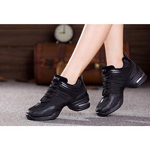 GYUANLAI Zapatos De Baile para Mujer Zapatos Deportivos Zapatos Modernos De Jazz Suela Antideslizante De PU Cómoda Malla Acoplamiento con Cordones Zapatillas De Deporte Ligeras