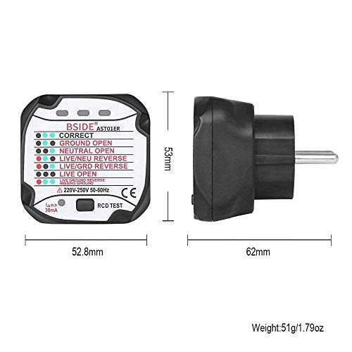 GZCRDZ® AST01 UK EU Socket Tester GFCI Outlet Tester Automático Circuito Eléctrico Polaridad Voltaje Detector de Pared Plug Breaker Finder GZCRDZ® AST01 UK EU Socket Tester GFCI Outlet Tester Automático Circuito Eléctrico Polaridad Voltaje Detector de Pared Plug Breaker Finder