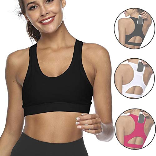 GZSC Sujetador Deportivo Sujetador Deportivo de compresión for Mujer con Bolsillo for teléfono Ropa Interior Push up Top Gimnasio Femenino Fitness Running Sport BH Yoga Shirt Bras Amortiguador