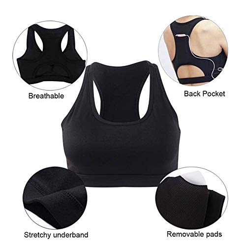 GZSC Sujetador Deportivo Sujetador Deportivo de compresión for Mujer con Bolsillo for teléfono Ropa Interior Push up Top Gimnasio Femenino Fitness Running Sport BH Yoga Shirt Bras Amortiguador