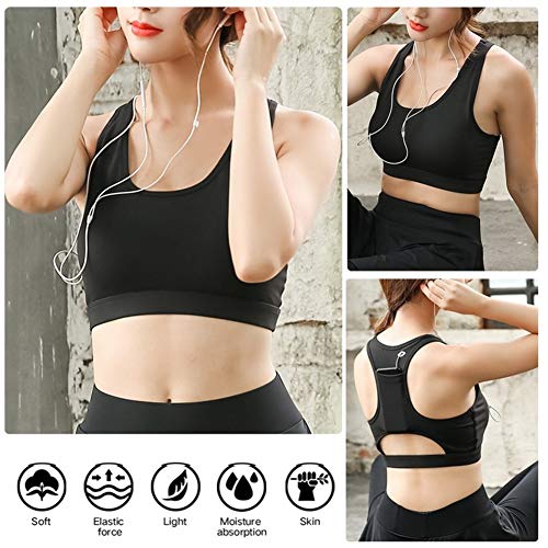 GZSC Sujetador Deportivo Sujetador Deportivo de compresión for Mujer con Bolsillo for teléfono Ropa Interior Push up Top Gimnasio Femenino Fitness Running Sport BH Yoga Shirt Bras Amortiguador