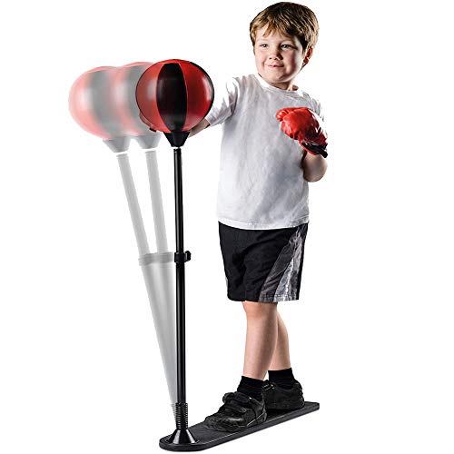 GZYM Niños Boxeo Conjunto Saco de Altura Ajustable Deporte del Boxeo Saco de Boxeo con Guantes con Patas de perforación de Bolas para niños GZYM Niños Boxeo Conjunto Saco de Altura Ajustable Deporte del Boxeo Saco de Boxeo con Guantes con Patas de perforación de Bolas para niños