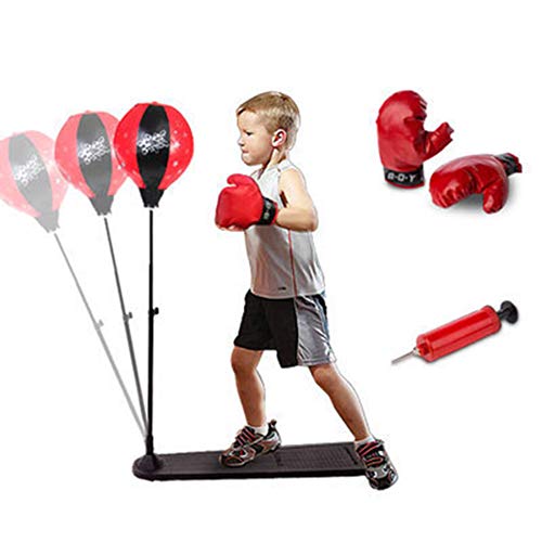 GZYM Niños Boxeo Conjunto Saco de Altura Ajustable Deporte del Boxeo Saco de Boxeo con Guantes con Patas de perforación de Bolas para niños