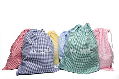 Haberdashery Online Bolsa ''Mi Ropita'' Infantil Vichy A Elegir. Recambio Ropa Guardería