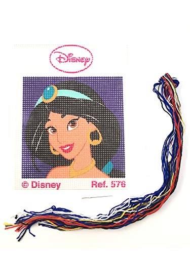 Haberdashery Online Kit Medio Punto para niños, 18 x 15 cms. Colección Princesas Disney -Jasmine Modelo 576