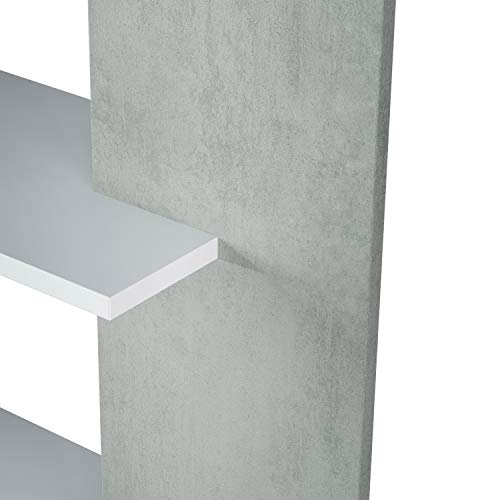 Habitdesign Estantería 5 baldas, Librería Comedor, Salon, Modelo Alida, Acabado en Color Blanco Artik y Gris Cemento, Medidas: 180 cm (Alto) x 90 cm (Ancho) x 25 cm (Fondo) Habitdesign Estantería 5 baldas, Librería Comedor, Salon, Modelo Alida, Acabado en Color Blanco Artik y Gris Cemento, Medidas: 180 cm (Alto) x 90 cm (Ancho) x 25 cm (Fondo)