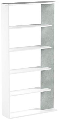Habitdesign Estantería 5 baldas, Librería Comedor, Salon, Modelo Alida, Acabado en Color Blanco Artik y Gris Cemento, Medidas: 180 cm (Alto) x 90 cm (Ancho) x 25 cm (Fondo) Habitdesign Estantería 5 baldas, Librería Comedor, Salon, Modelo Alida, Acabado en Color Blanco Artik y Gris Cemento, Medidas: 180 cm (Alto) x 90 cm (Ancho) x 25 cm (Fondo)