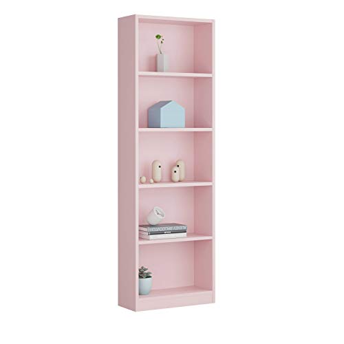 Habitdesign Estantería Juvenil 6 baldas, Librería Vertical, Modelo I-Joy, Acabado en Color Rosa Nube, Medidas: 180 cm (Alto) x 52 cm (Ancho) x 25 cm (Fondo)