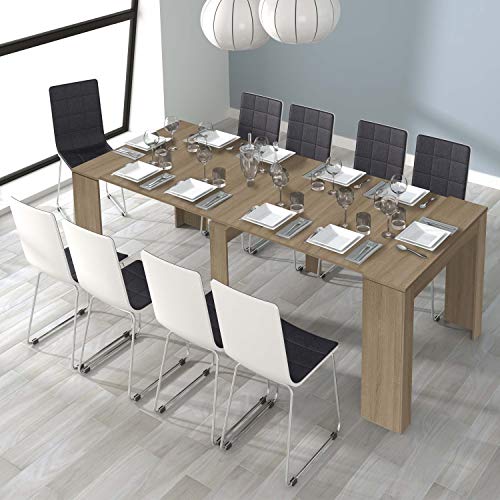 Habitdesign Mesa de Comedor, Consola, Mesa Extensible, Mesa para Salon recibidor o Cocina, Acabado en Roble Canadian, Medidas: 50-235 cm (Largo) x 90 cm (Ancho) x 78 cm (Alto)