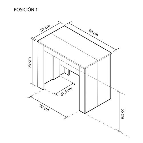 Habitdesign Mesa de Comedor, Consola, Mesa Extensible, Mesa para Salon recibidor o Cocina, Acabado en Roble Canadian, Medidas: 50-235 cm (Largo) x 90 cm (Ancho) x 78 cm (Alto)