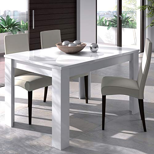 Habitdesign Mesa de Comedor Extensible, Mesa salón o Cocina, Acabado en Color Blanco Artik, Modelo Kendra, Medidas: 140-190 cm (Largo) x 90 cm (Ancho) x 78 cm (Alto)